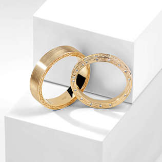 модные обручальные кольца 2019, обручальные кольца-шайбы BENDES из желтого золота 