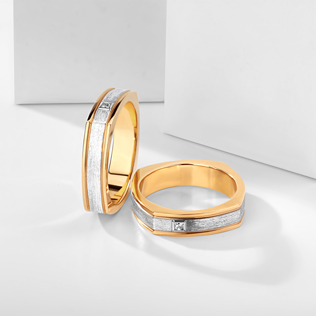 модные обручальные кольца 2019, квадратные обручальные кольца BENDES из комбинированного золота 