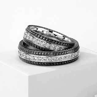 модные обручальные кольца 2019, обручальные кольца BENDES с огранкой из комбинированного золота 