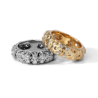 модные обручальные кольца 2019, ажурные обручальные кольца BENDES из белого и желтого золота 