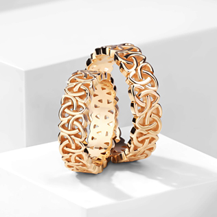 модные обручальные кольца 2019, ажурные обручальные кольца BENDES из красного золота 