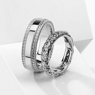 модные обручальные кольца 2019, ажурные обручальные кольца BENDES из белого золота 