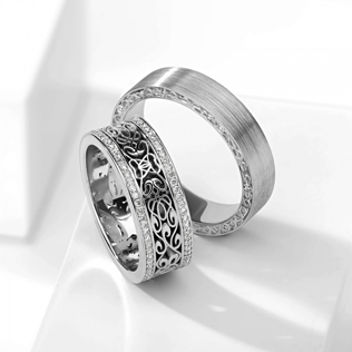 модные обручальные кольца 2019, ажурные обручальные кольца BENDES из белого золота 