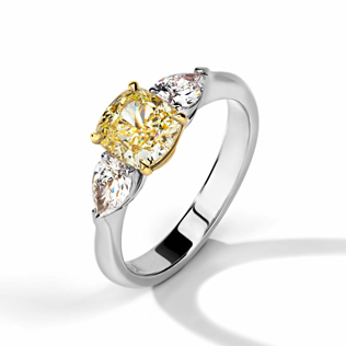 модные обручальные кольца 2019, обручальное кольцо BENDES с желтым бриллиантом 