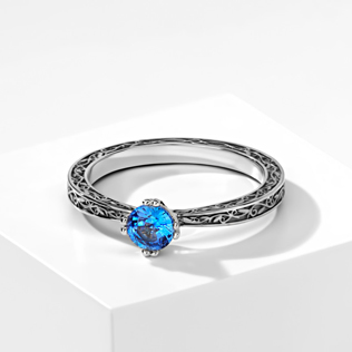 модные обручальные кольца 2019, обручальное кольцо BENDES с голубым бриллиантом 