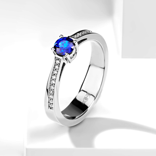 модные обручальные кольца 2019, обручальное кольцо BENDES с бриллиантами и сапфиром 