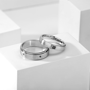 модные обручальные кольца 2019, обручальные кольца BENDES с черными бриллиантами 