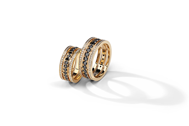 модные обручальные кольца 2019, обручальные кольца BENDES с черными бриллиантами 