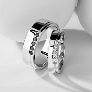 модные обручальные кольца 2019, обручальные кольца BENDES с черными бриллиантами 