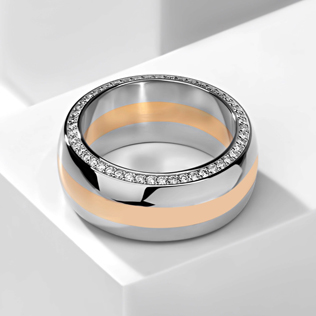 модные обручальные кольца 2019, обручальные кольца BENDES с инкрустацией боковой поверхности кольца