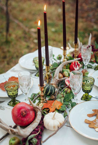 осенняя свадьба, декор стола с тыквами