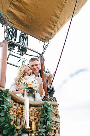 оригинальный подарок на свадьбу, сюрприз, полет на воздушном шаре