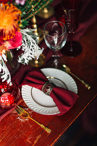 осеннее утро невесты в ярких тонах, декор салфетки