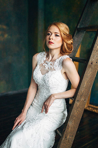 осеннее утро невесты в ярких тонах, образ невесты