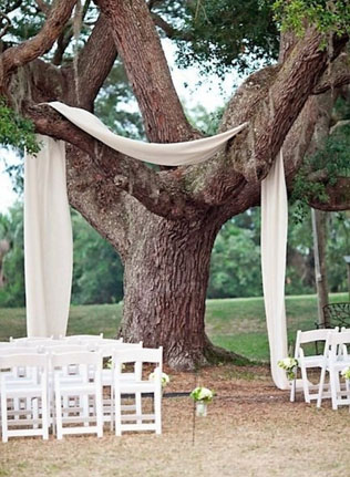 Арки и декоративные зоны для осенней свадебной церемонии 