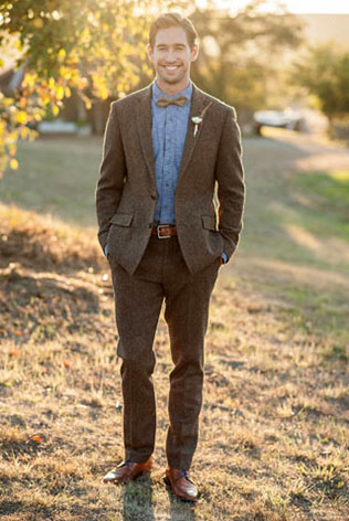 осенний образ жениха, костюм из твида