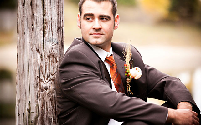осенний образ жениха, бутоньерка