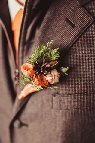 осенний образ жениха, бутоньерка