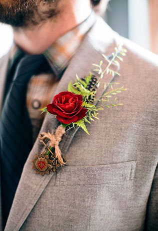 осенний образ жениха, бутоньерка