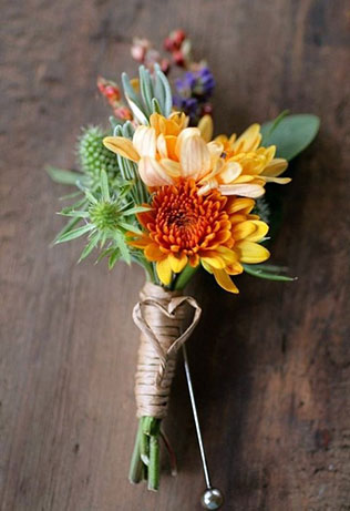 осенний образ жениха, бутоньерка