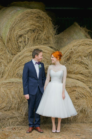 Осенний образ невесты, укороченное свадебное платье