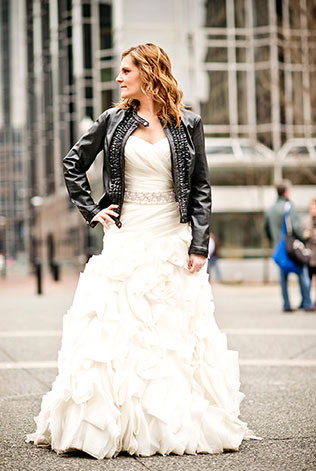 осенний образ невесты, невеста в кожаной куртке