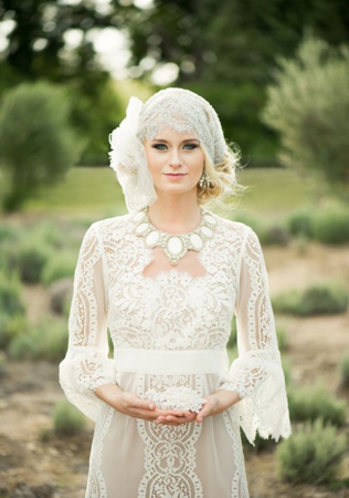 Осенний образ невесты, вязаное свадебное платье