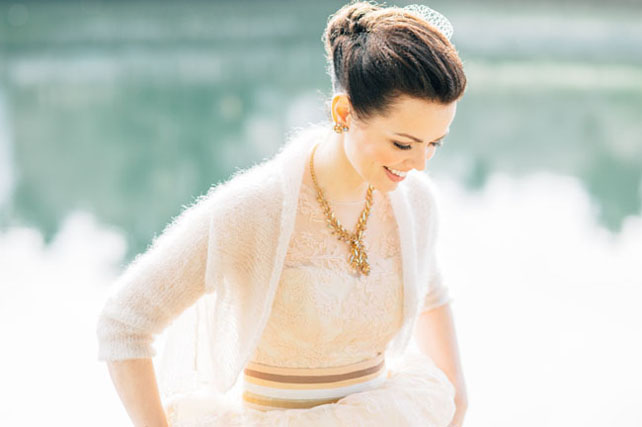 Осенний образ невесты, вязаное болеро