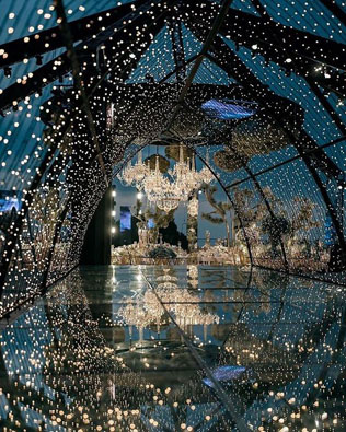 освещение на свадьбе, романтичные гирлянды 