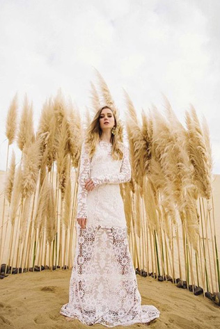 Пампасная трава в свадебной фотосессии 
