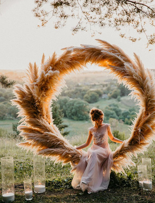 Пампасная трава в свадебной фотосессии 