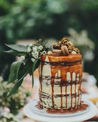 40 потрясающих свадебных тортов с подтеками  