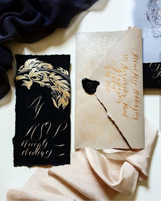 Осеннее вдохновение: свадебная полиграфия в черном цвете 