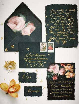 Осеннее вдохновение: свадебная полиграфия в черном цвете 