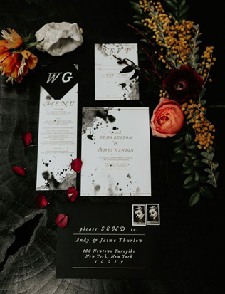 Осеннее вдохновение: свадебная полиграфия в черном цвете 