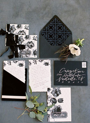 Осеннее вдохновение: свадебная полиграфия в черном цвете 