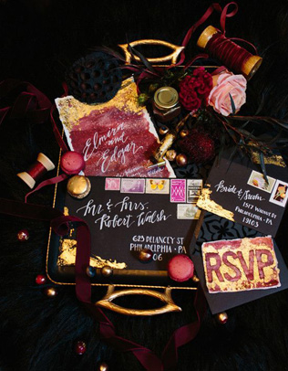 Осеннее вдохновение: свадебная полиграфия в черном цвете 