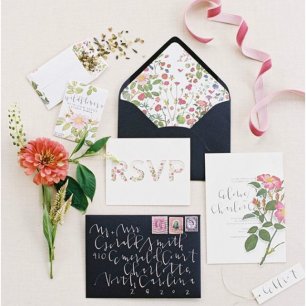 55 примеров свадебной полиграфии с цветочными мотивами