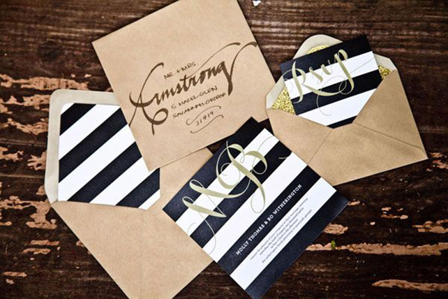 Черно-белая полоска на свадьбе - полиграфия