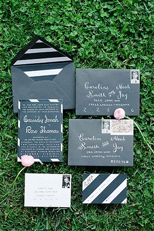 Черно-белая полоска на свадьбе - полиграфия