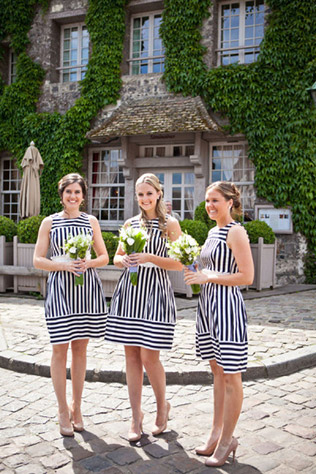 Черно-белая полоска на свадьбе - в образе подружек невесты