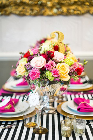 Черно-белая полоска на свадьбе - скатерти