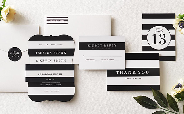 Черно-белая свадьба - приглашения