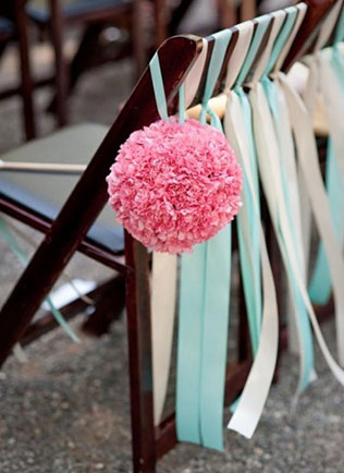 помпоны в декоре свадьбы, церемония