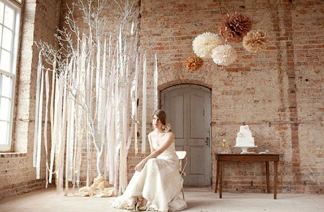 помпоны в декоре свадьбы, фотосессия