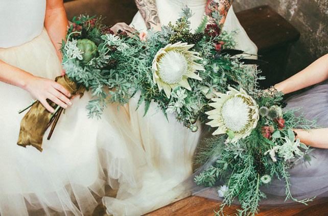 Загадочная протея: свадебные букеты и композиции 