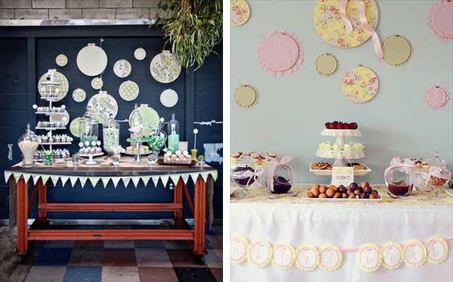 пяльцы в декоре  сладкого стола