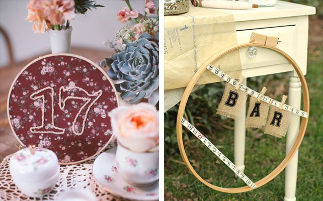 пяльцы в декоре свадьбы