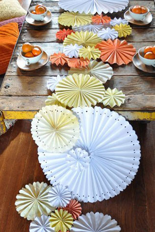 Вдохновение: раннеры на стол, раннер из бумажных вееров