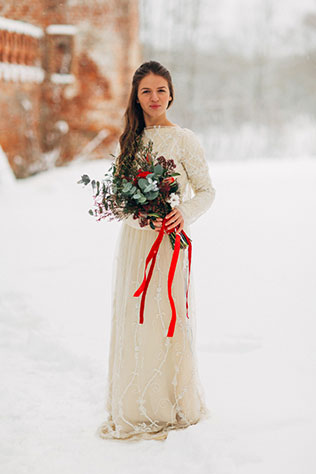 рождественская свадебная фотосессия, образ невесты